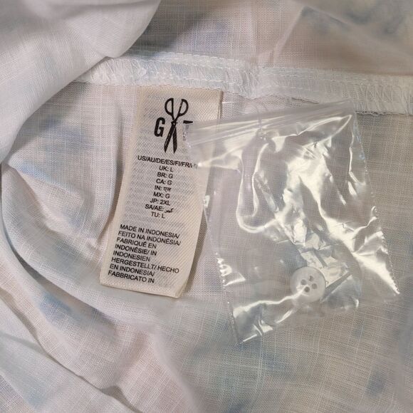 GoodThreads Women Washed Cotton Short-Sleeve Shirt Watercolor Print Size Large - Picture 9 of 15